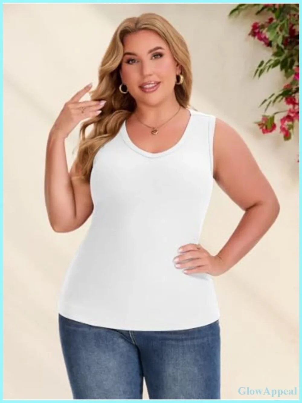 Plus Size Ribbed Knit Tank Tops Sleeveless V Neck Slim Fit